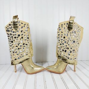🍎Lauren Loraine HANNA Cowboy Rhinestones Boots size 7.5 Brand New🌹
